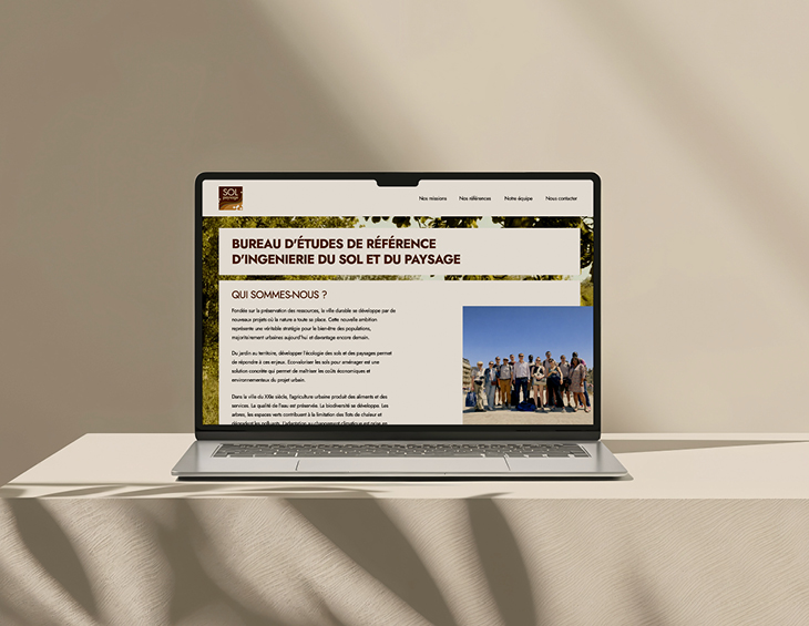 Présentation de la page d'accueil du site internet Sol Paysage